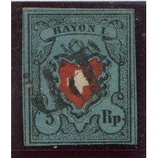 SUIZA 1850 CLASICO RAYON I ESTAMPILLA CON PUNTO DE ALFILER EN EL MARGEN POR LO DEMAS DE LUJO Yv 14 RARISIMA !! 600 EUROS